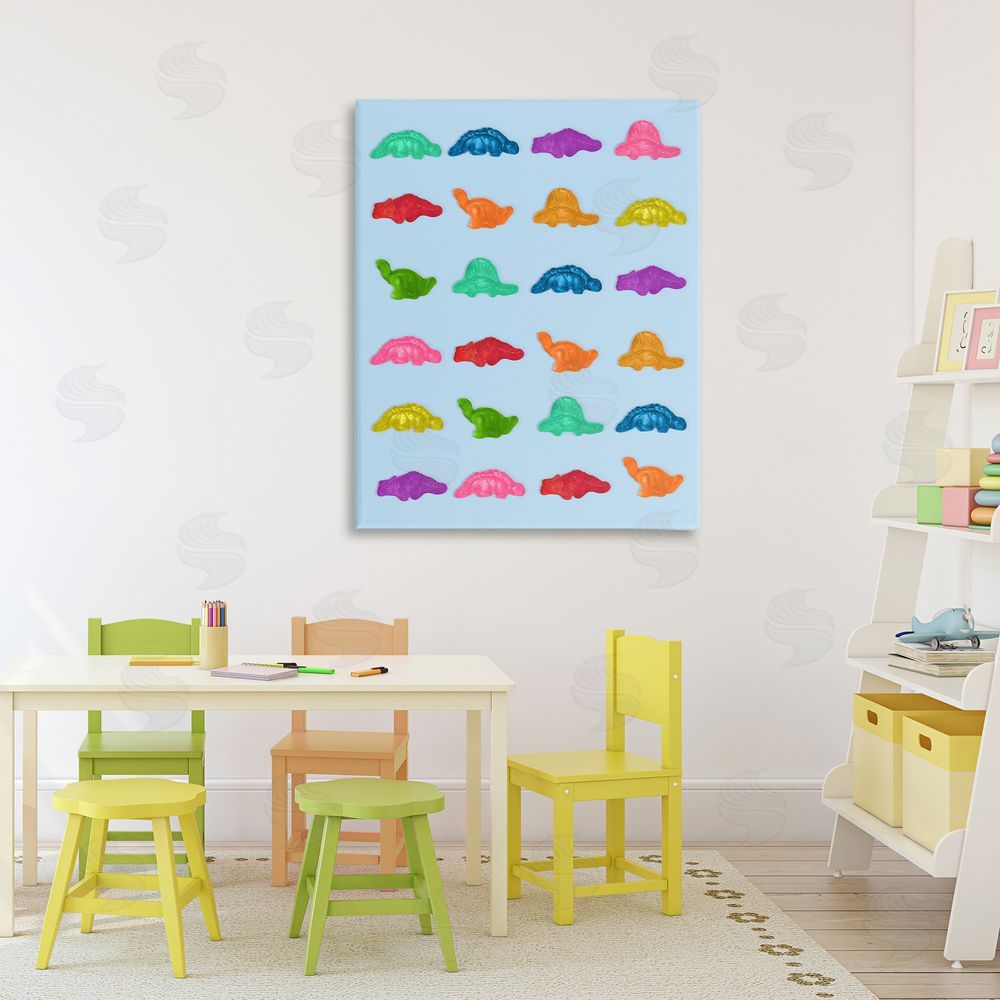 LISH Creative Colorful Dinosaur Gummies Stretched Canvas Wall Art in Room