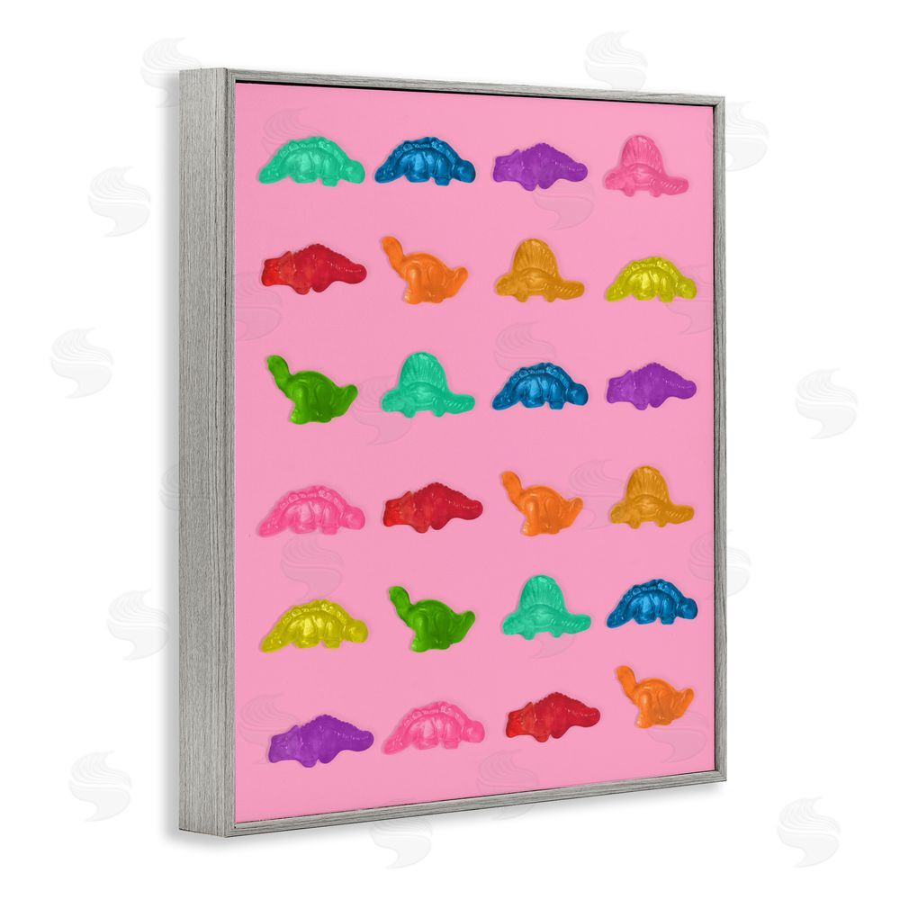 LISH Creative Dinosaur Gummies on Pink Gray Framed Giclee Wall Art Print