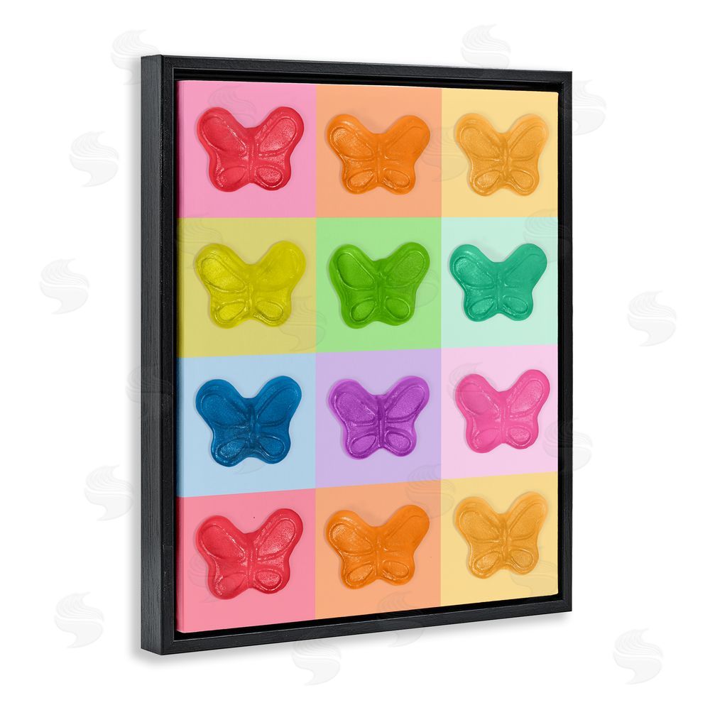 LISH Creative Colorful Butterflies Candy Black Floating Frame Canvas Wall Art Print