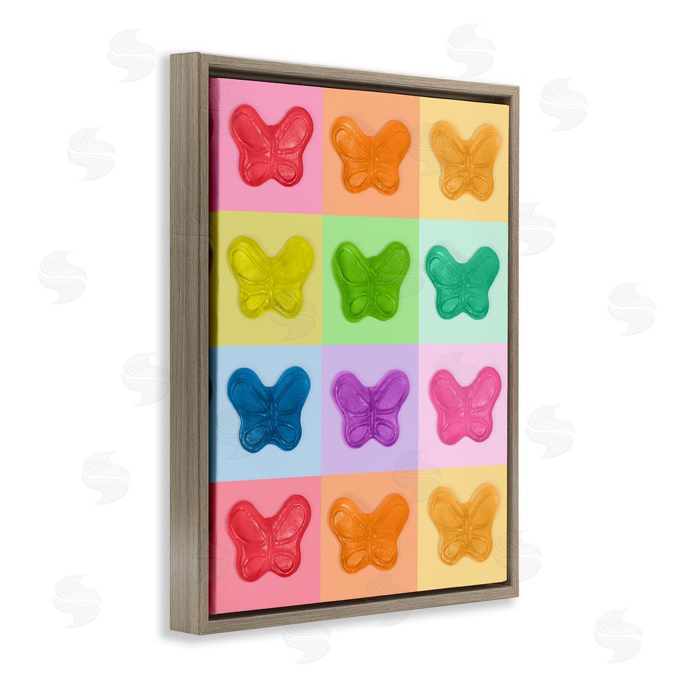 LISH Creative Colorful Butterflies Candy Brown Floating Frame Canvas Wall Art Print