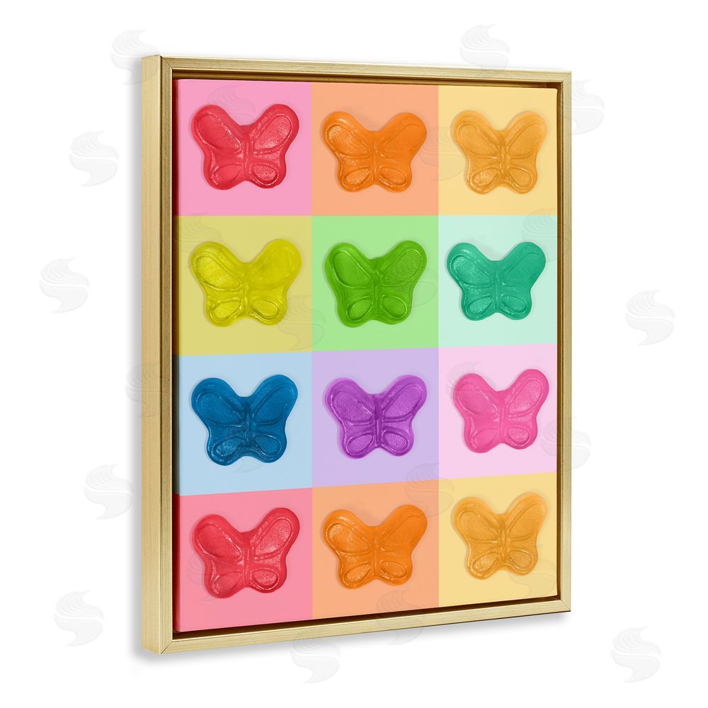 LISH Creative Colorful Butterflies Candy Gold Floating Frame Canvas Wall Art Print