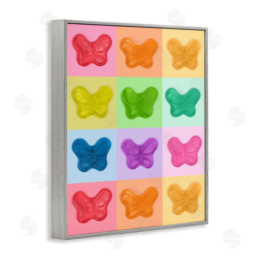 LISH Creative Colorful Butterflies Candy Gray Framed Giclee Wall Art Print