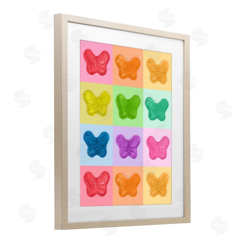LISH Creative Colorful Butterflies Candy Brown Framed Print Under Glass Wall Art