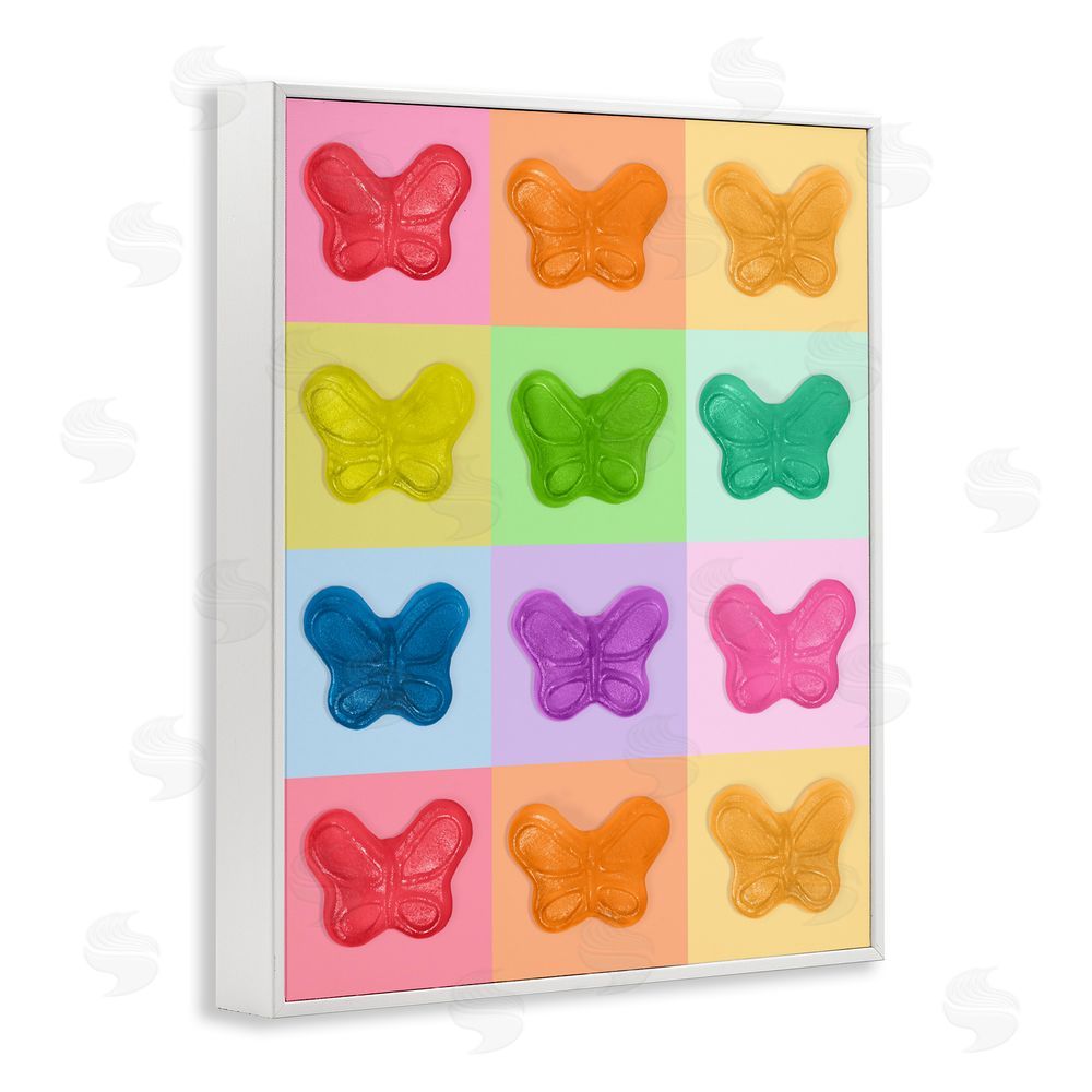 LISH Creative Colorful Butterflies Candy White Framed Giclee Wall Art Print