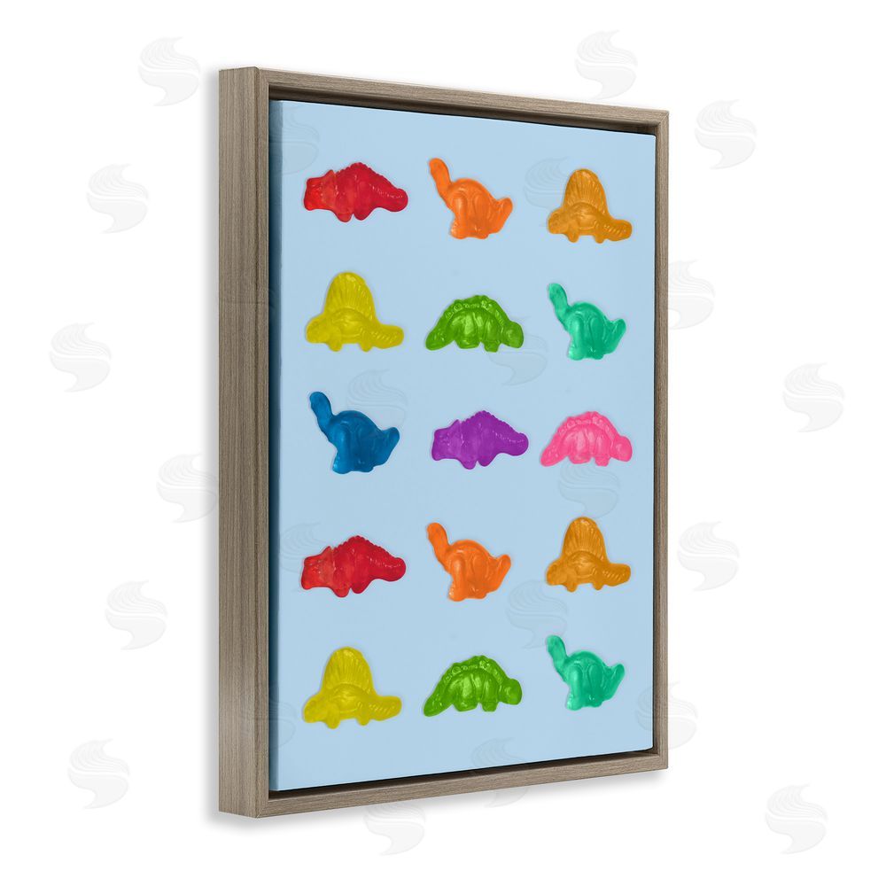 LISH Creative Colorful Dinosaur Candies Brown Floating Frame Canvas Wall Art Print