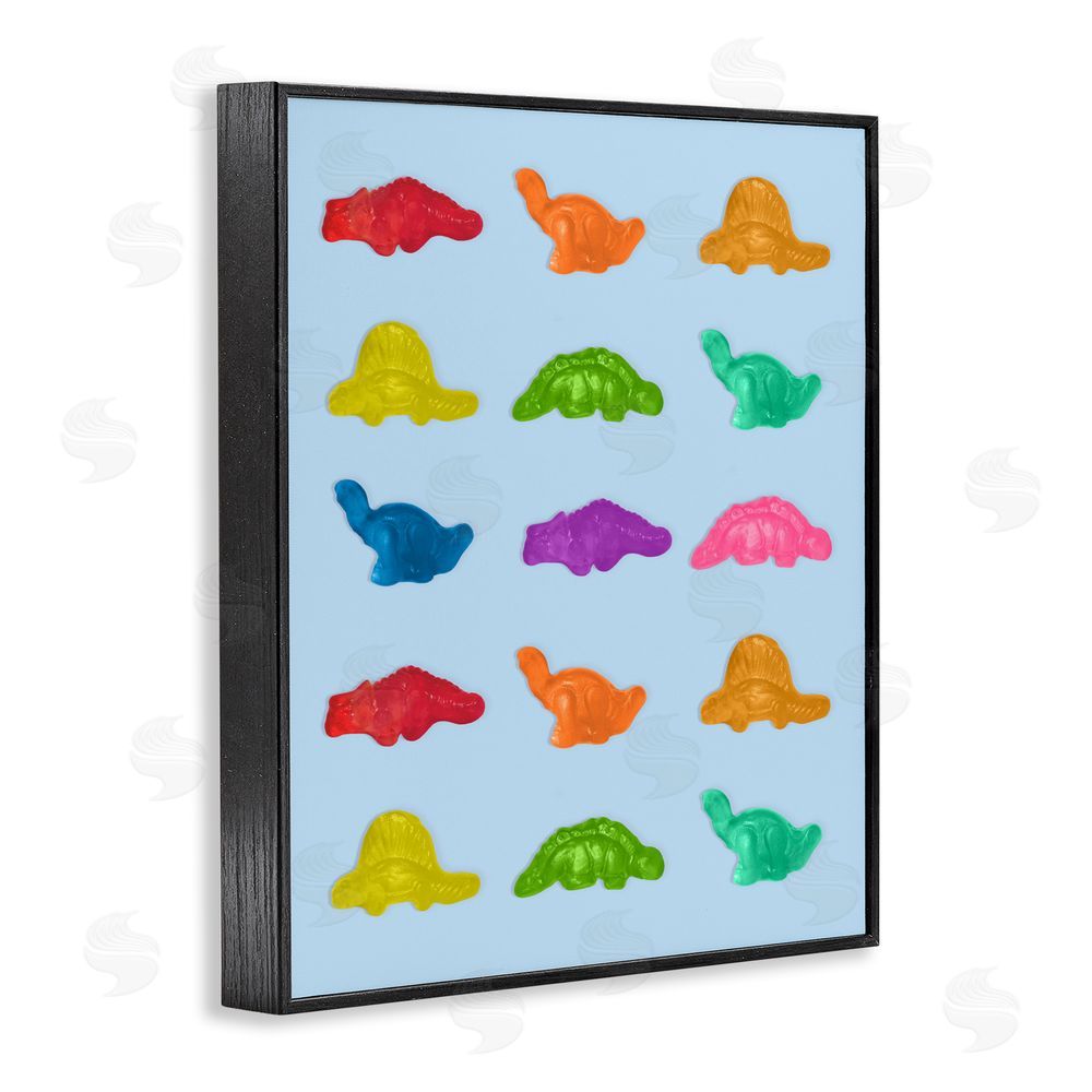 LISH Creative Colorful Dinosaur Candies Black Framed Giclee Wall Art Print