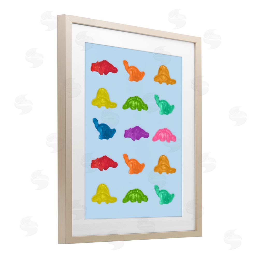 LISH Creative Colorful Dinosaur Candies Brown Framed Print Under Glass Wall Art