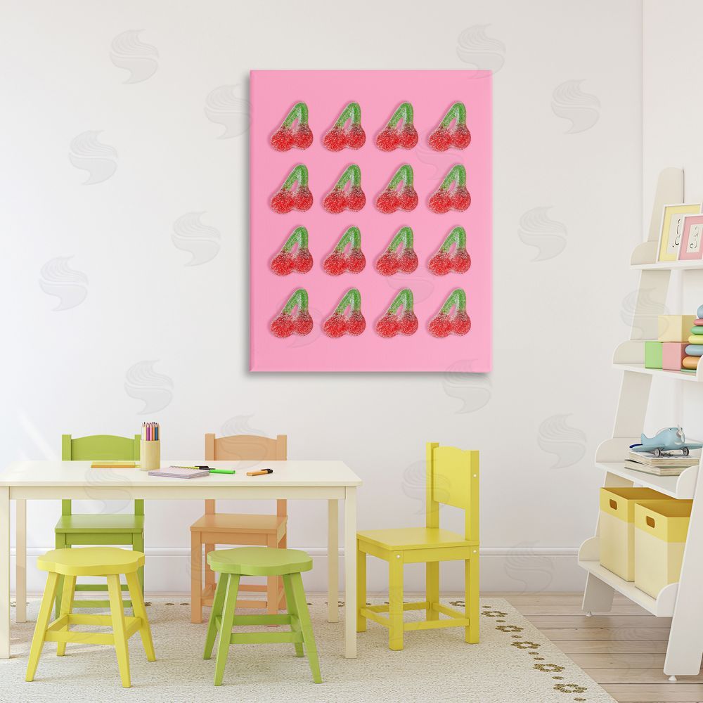 LISH Creative Cherry Candy Pattern Stretched Canvas Wall Art Print in Room