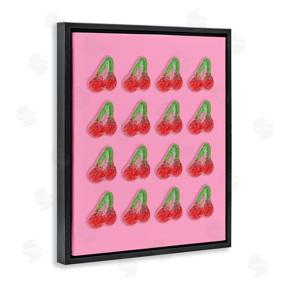 LISH Creative Cherry Candy Pattern Black Floating Frame Stretched Canvas Wall Art Print