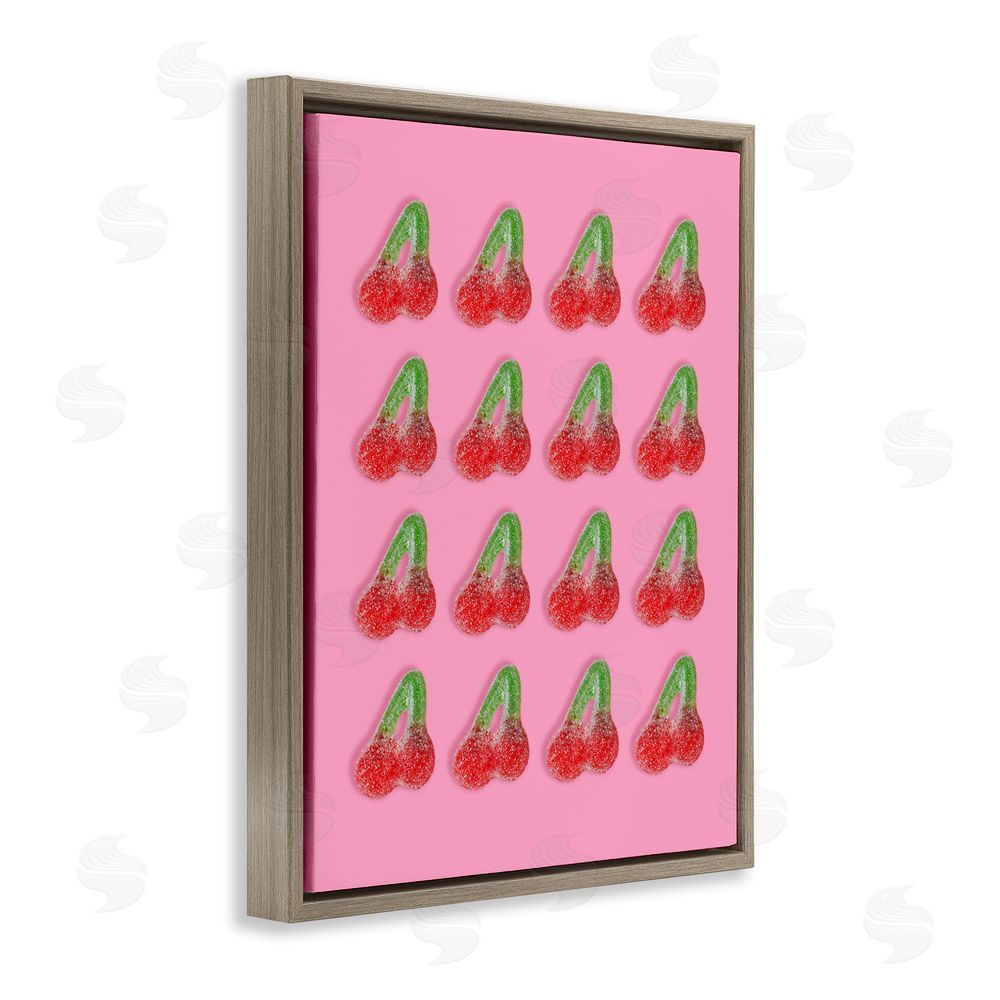 LISH Creative Cherry Candy Pattern Brown Floating Frame Stretched Canvas Wall Art Print