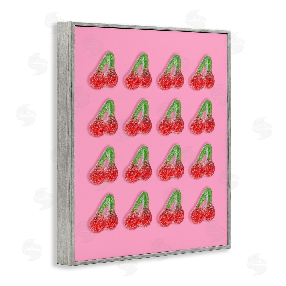 LISH Creative Cherry Candy Pattern Gray Framed Giclee Wall Art Print