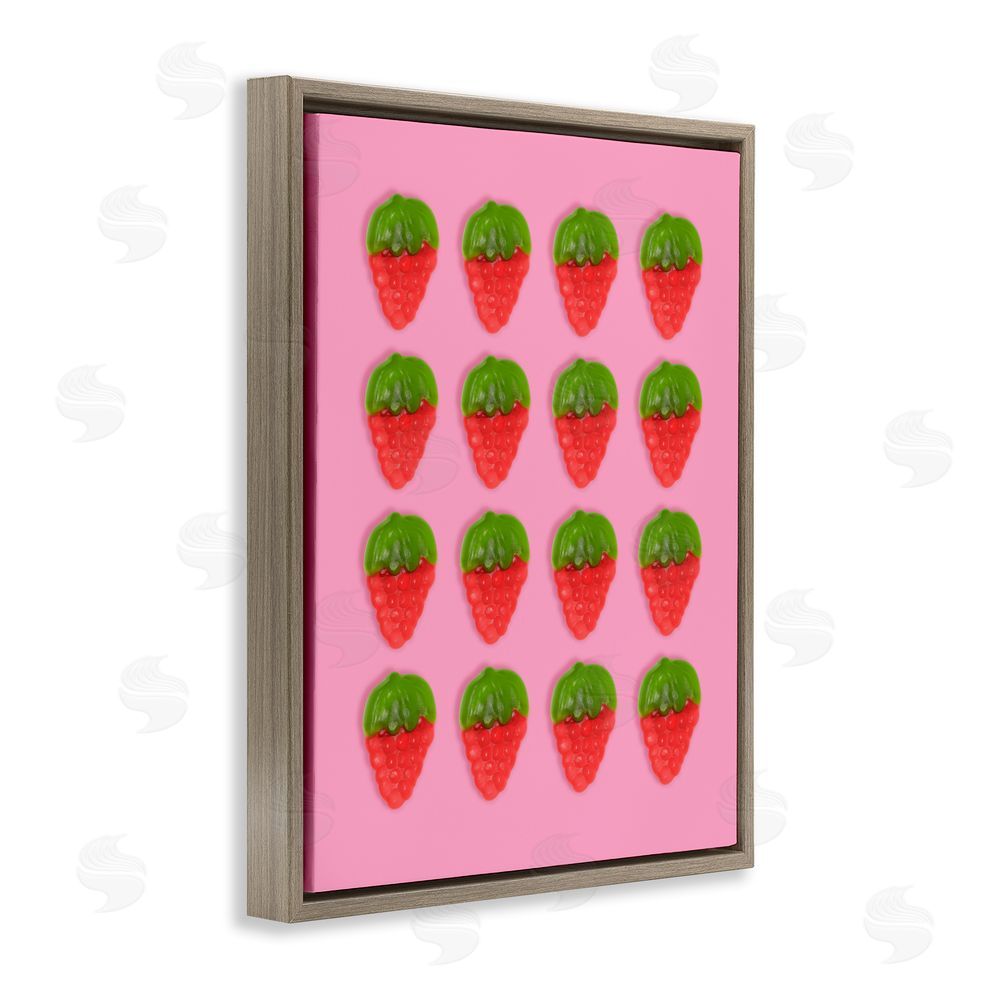 LISH Creative Gummy Strawberry Candy Pattern Brown Floating Framed Canvas Wall Art