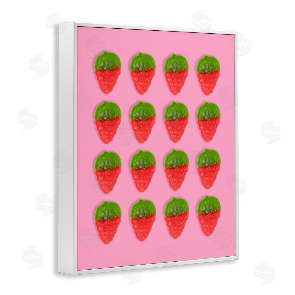 LISH Creative Gummy Strawberry Candy Pattern White Framed Giclee Wall Art