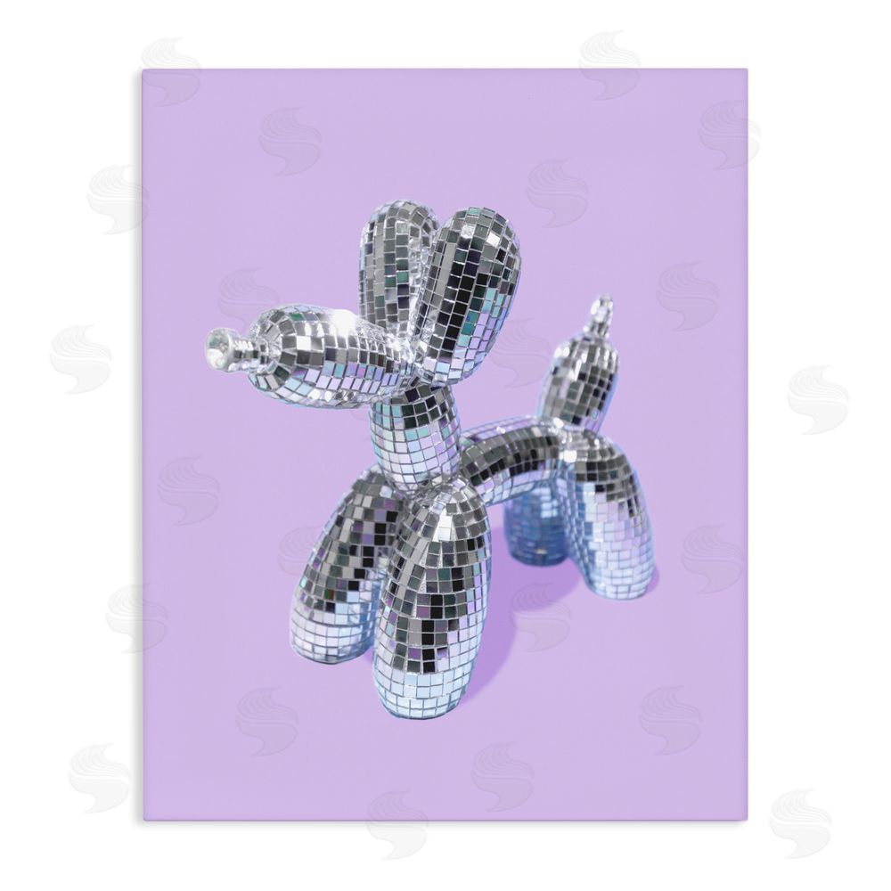 LISH Creative Disco Balloon Animal on Lilac Stretched Canvas Wall Art