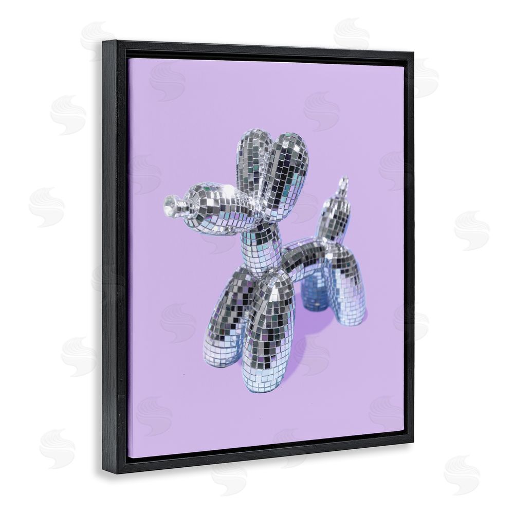 LISH Creative Disco Balloon Animal on Lilac Black Floating Frame Canvas Wall Art Print