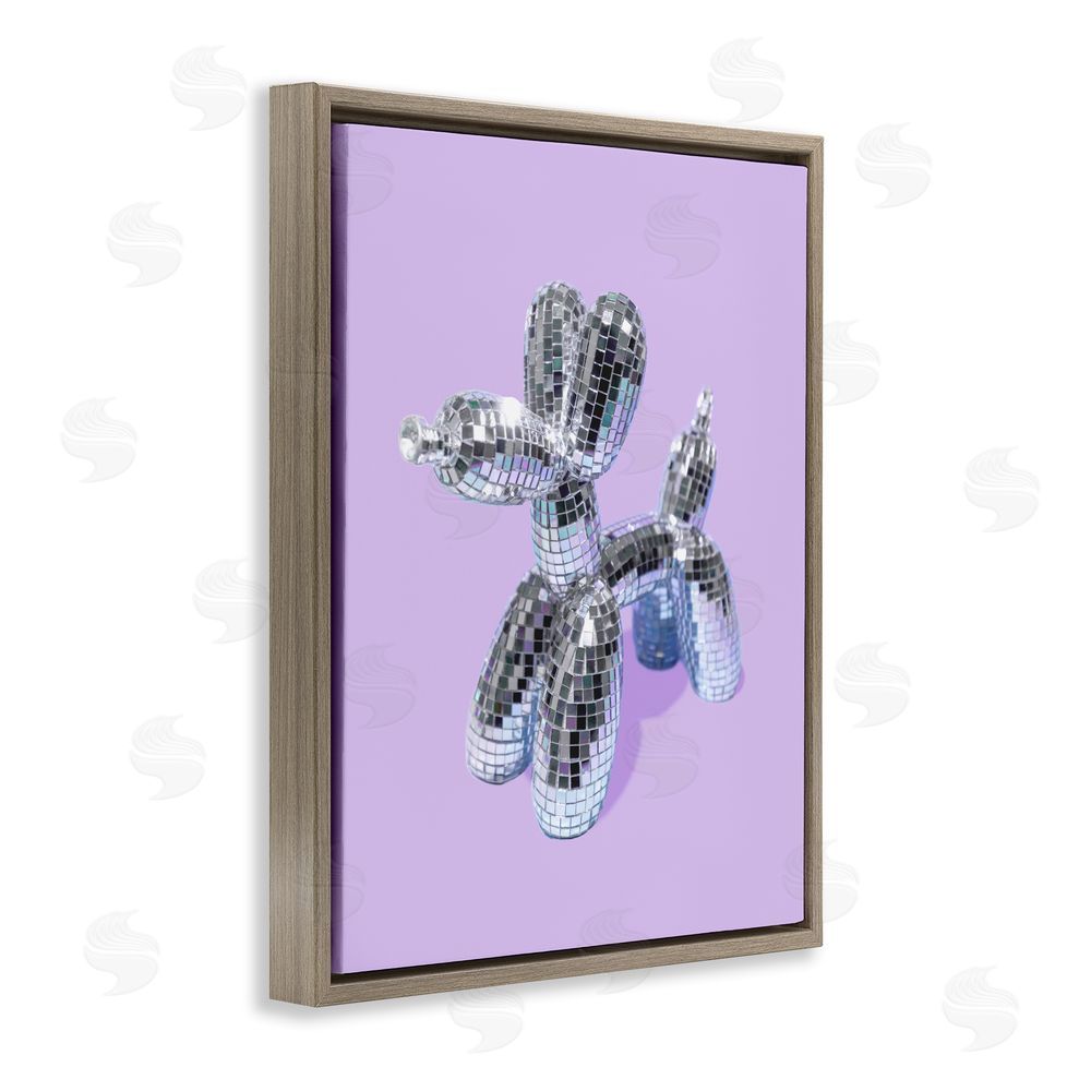 LISH Creative Disco Balloon Animal on Lilac Brown Floating Frame Canvas Wall Art Print