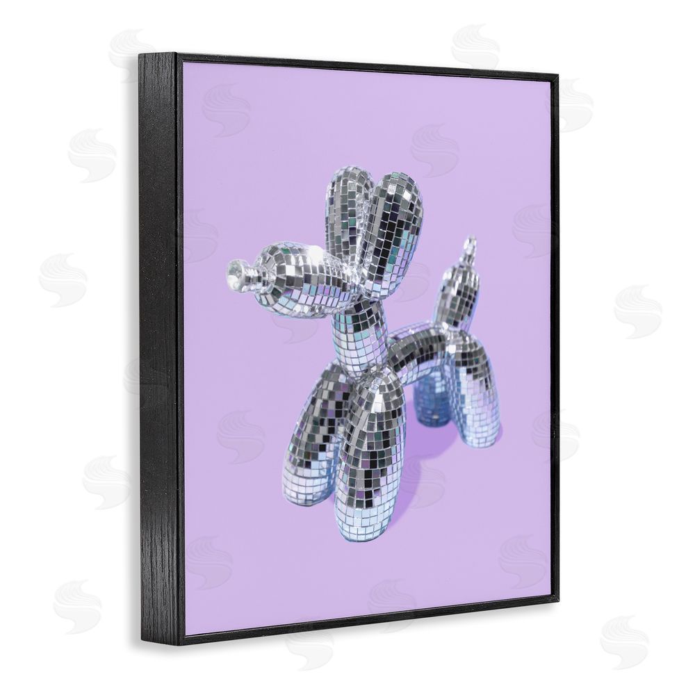 LISH Creative Disco Balloon Animal on Lilac Black Framed Giclee Wall Art Print