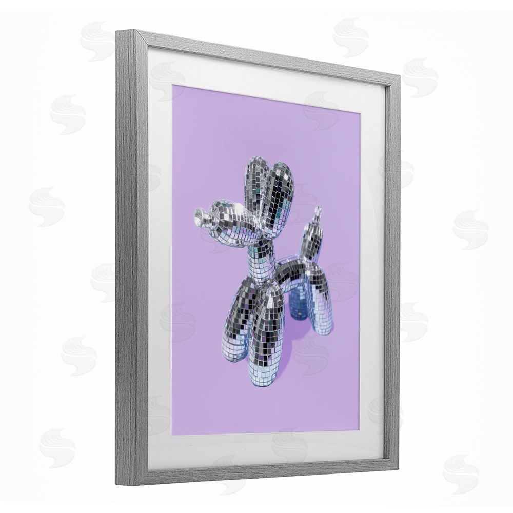 LISH Creative Disco Balloon Animal on Lilac Gray Framed Print Under Glass Wall Art