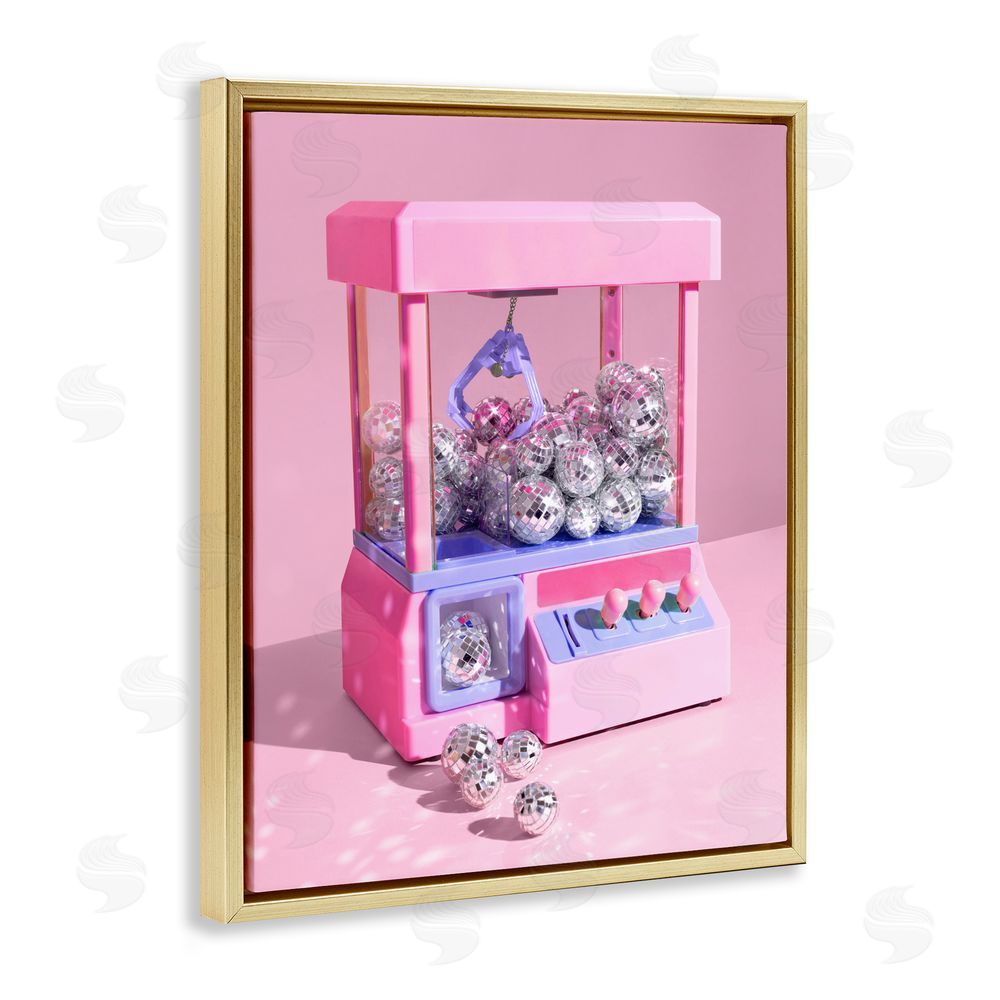 LISH Creative Disco Ball Claw Machine Gold Floating Frame Canvas Wall Art Print