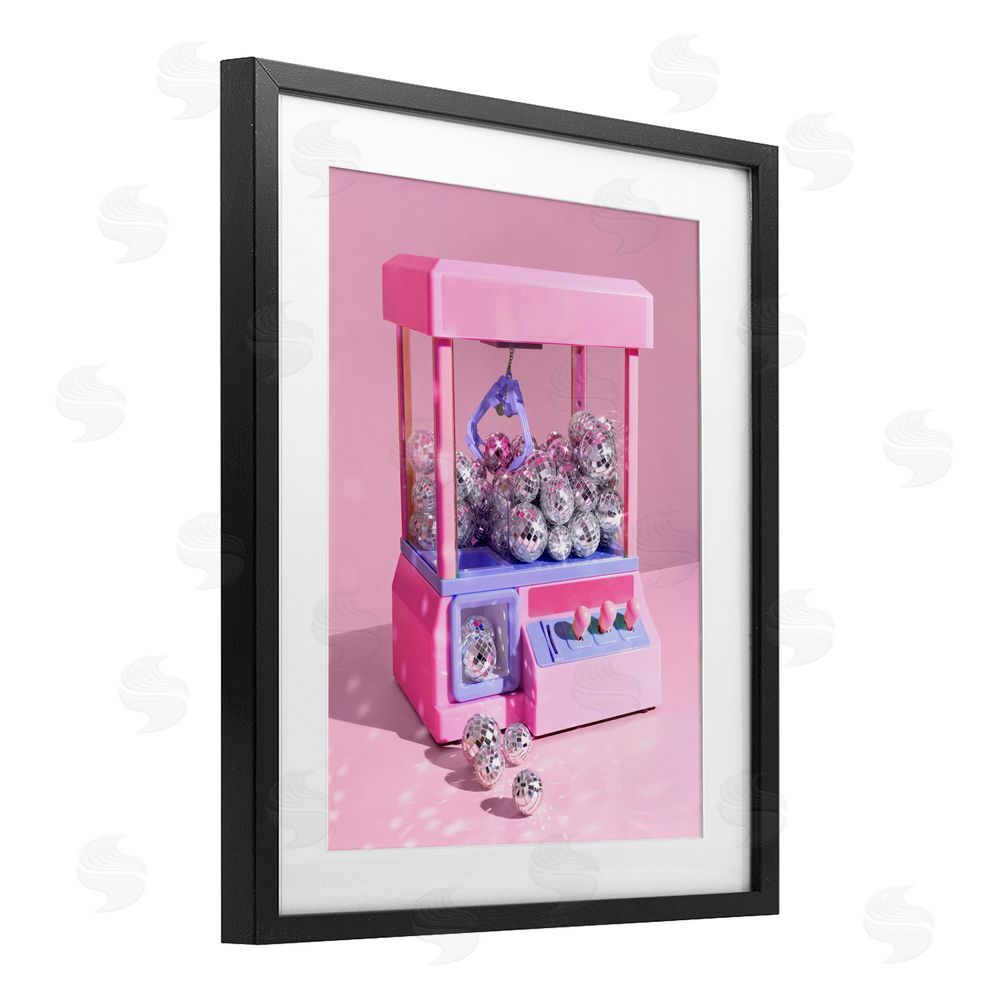 LISH Creative Disco Ball Claw Machine Black Framed Print Under Glass Wall Art