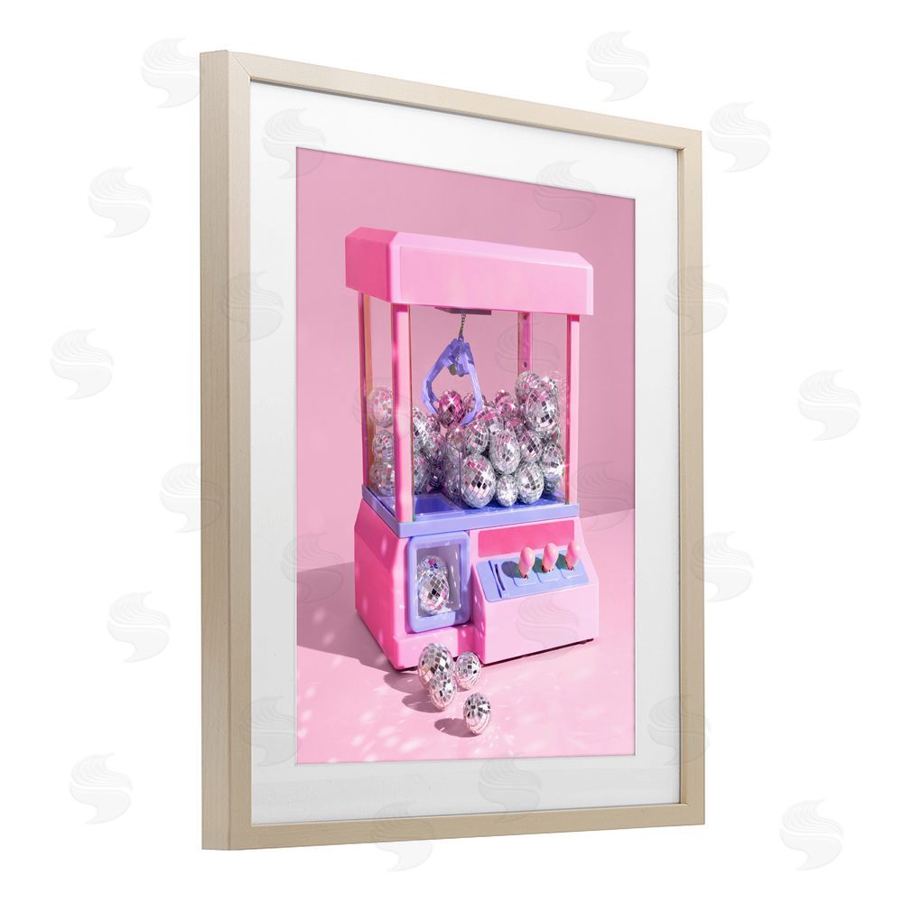 LISH Creative Disco Ball Claw Machine Brown Framed Print Under Glass Wall Art