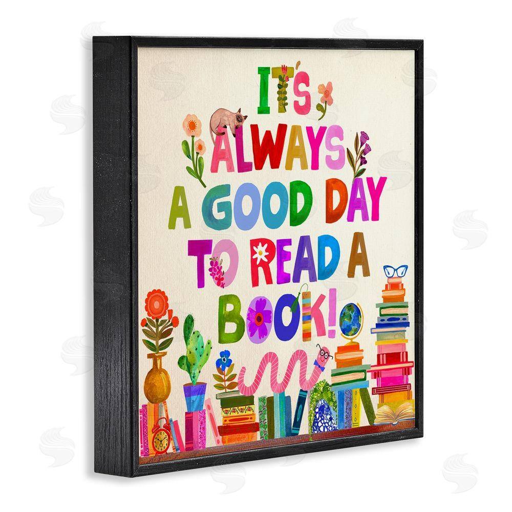 Katherine Herrell Studio Good Day To Read A Book Black Framed Giclee Wall Art Print