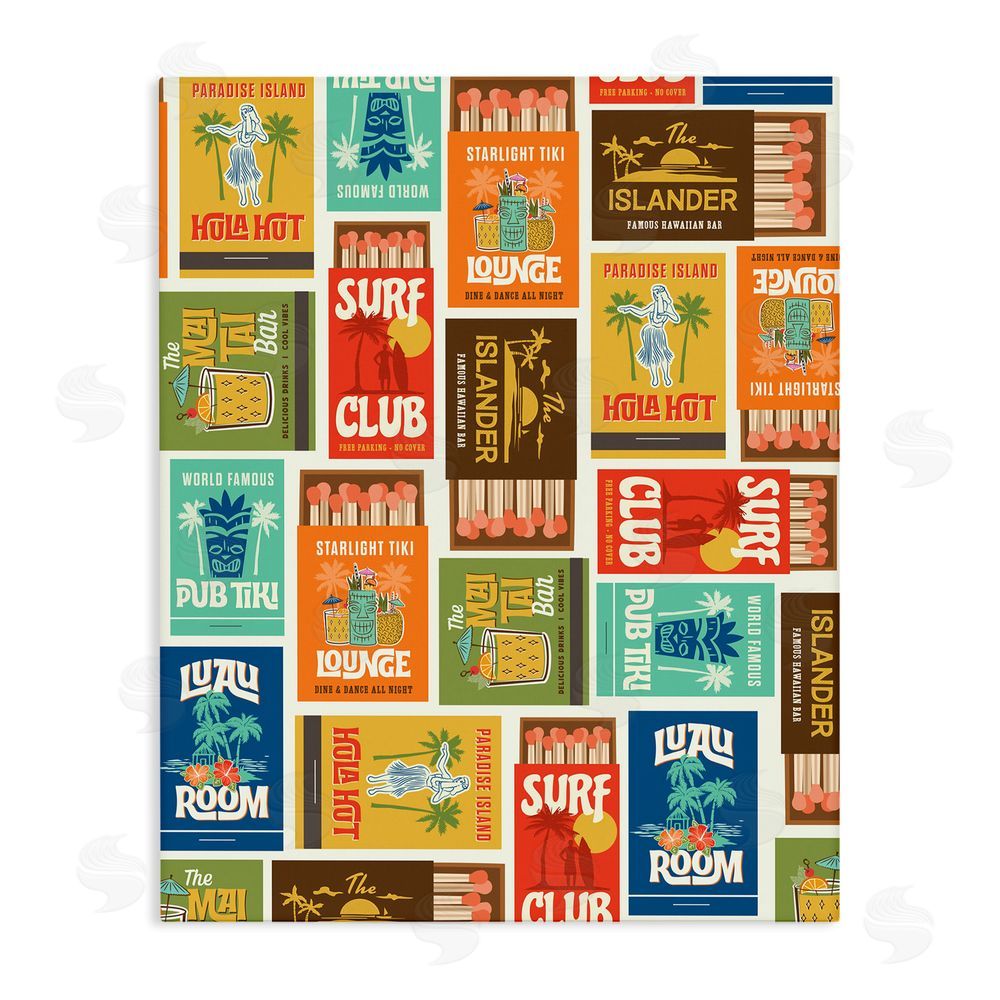 Wains World Vintage Tropical Match Boxes Canvas Wall Art Print