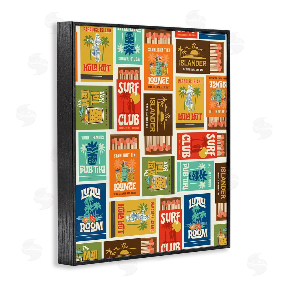 Emily Dumas Vintage Tropical Match Boxes Black Framed Giclee Wall Art Print