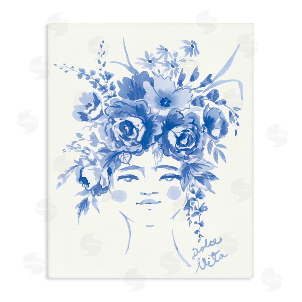 Karolina Sato Dolce Vita Woman with Roses Stretched Canvas Wall Art