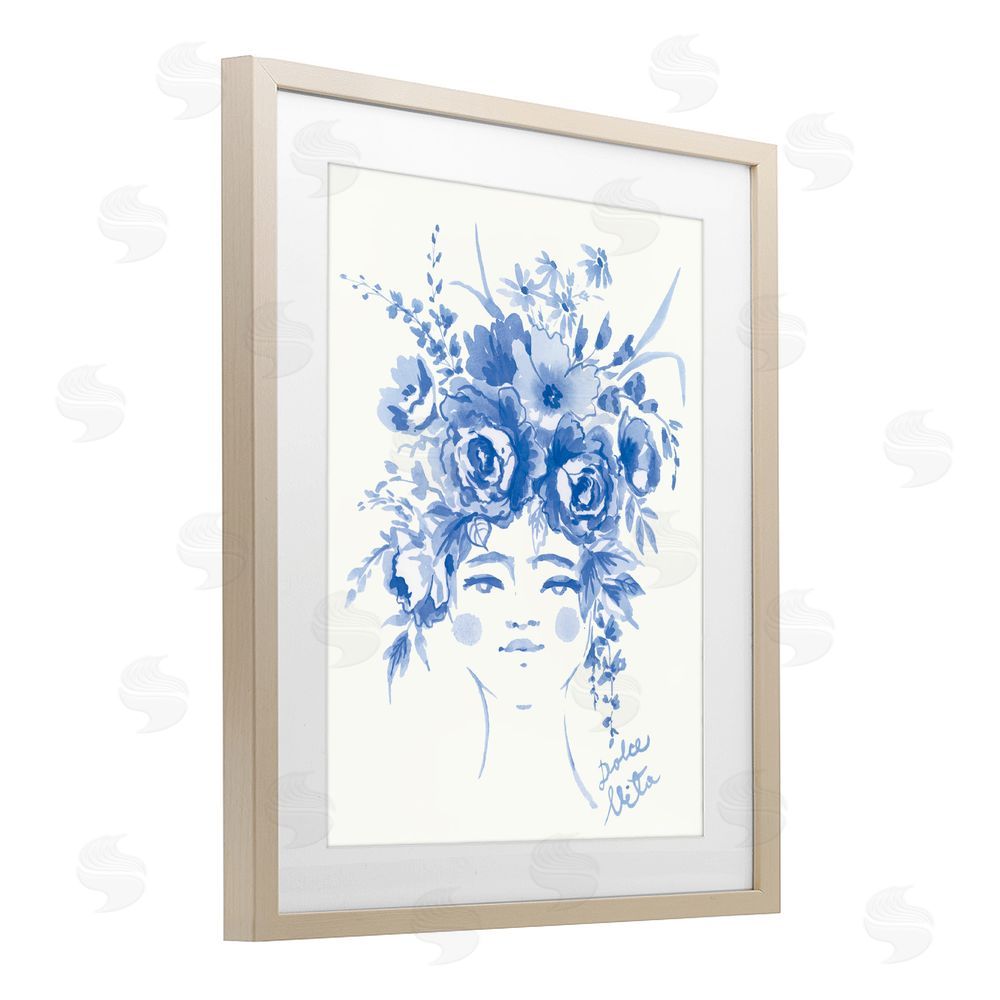 Karolina Sato Dolce Vita Woman with Roses Brown Framed Print Under Glass Wall Art