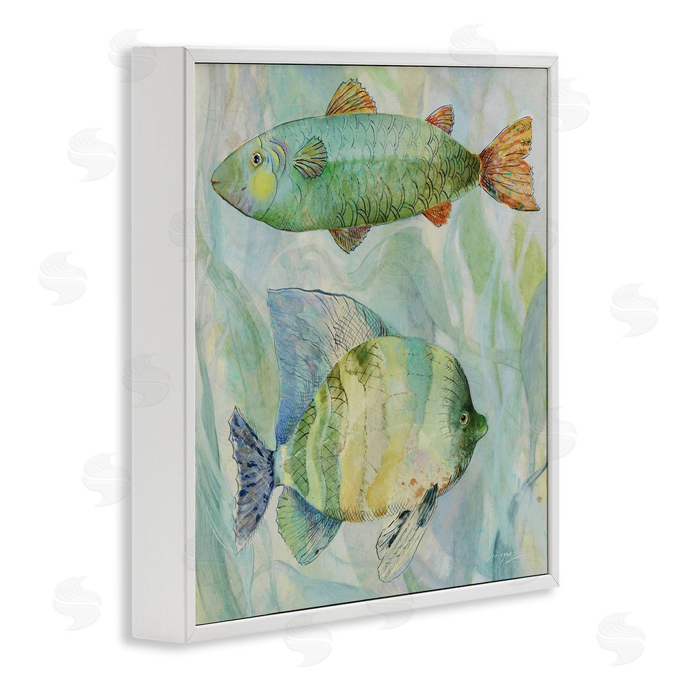 Lorenzo Collective Sweet Fish Duo Watercolor White Framed Giclee Wall Art Print