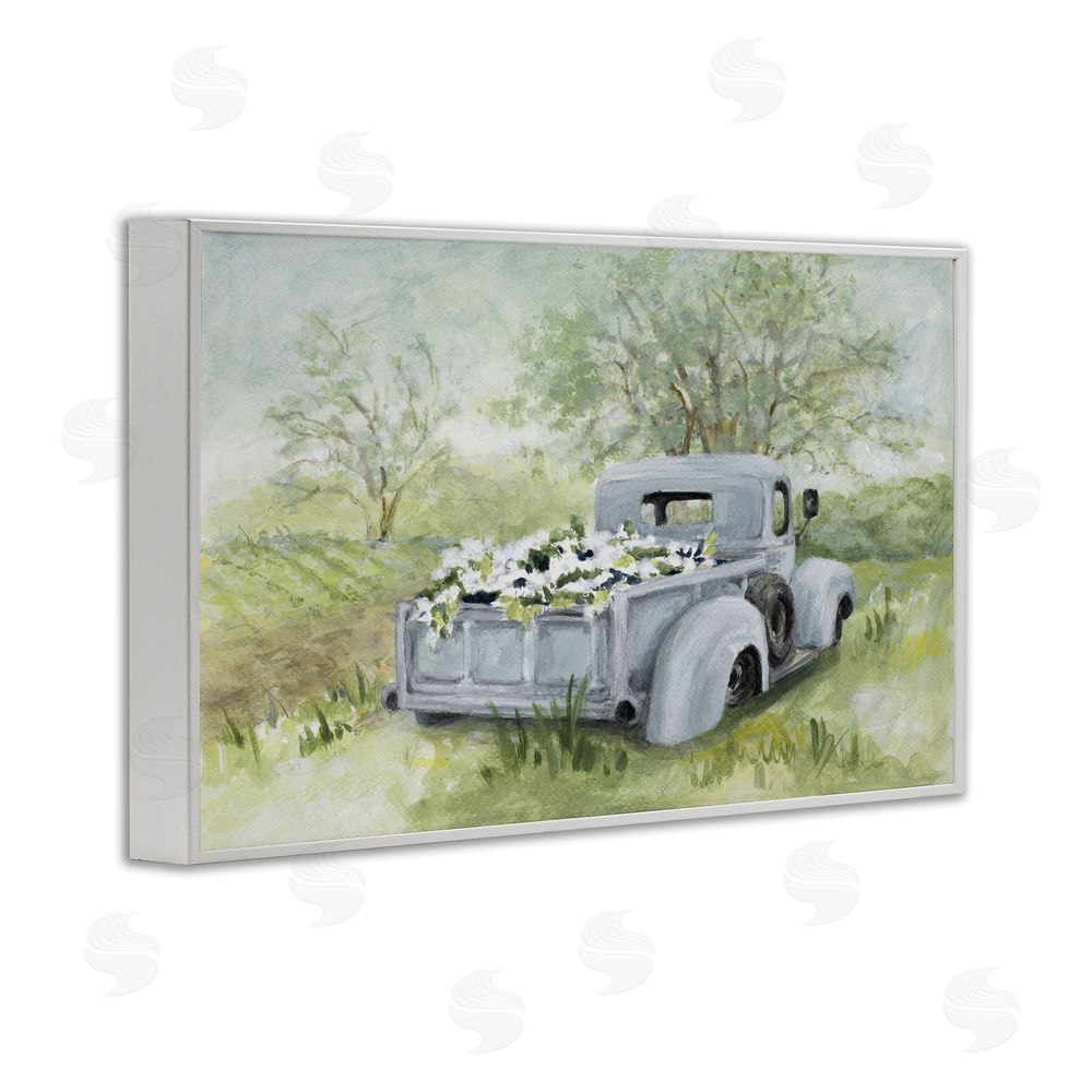 Lanie Loreth Vintage Blue Truck Flower Sale White Framed Giclee Wall Art Print