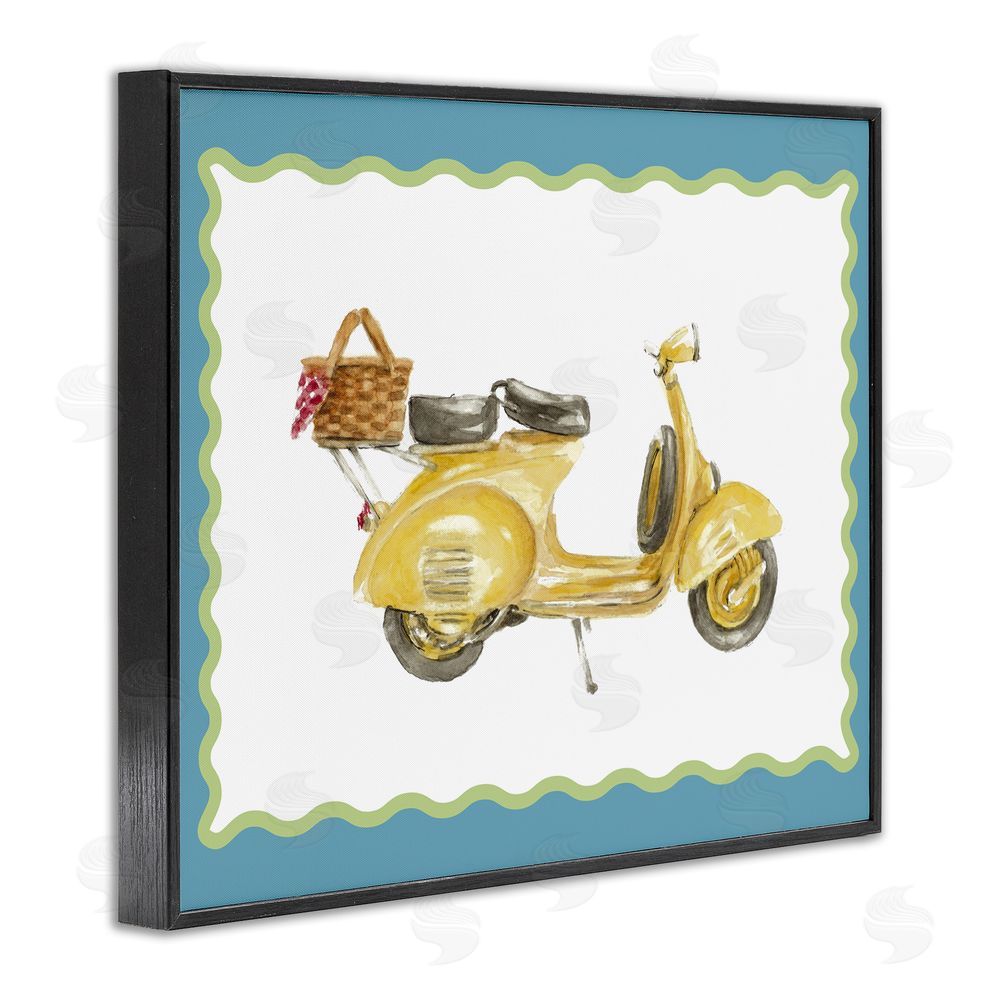 Lanie Loreth Yellow Vespa with Wavy Border Black Framed Giclee Wall Art Print