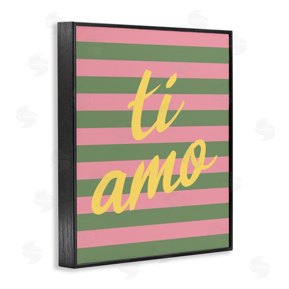 SD Graphics Studio Ti Amo Pink Green Stripes Black Framed Giclee Wall Art Print