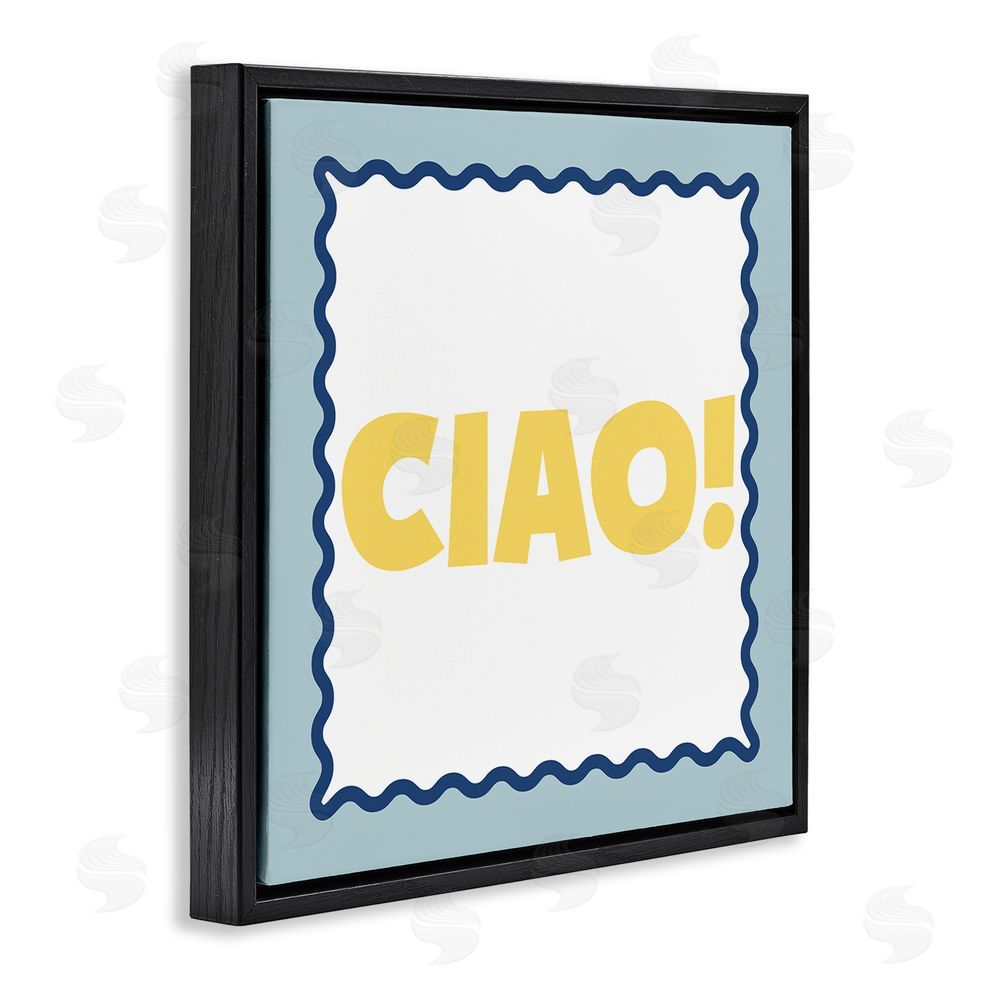 SD Graphics Studio CIAO! Bold Yellow Typography Black Floating Frame Canvas Wall Art Print