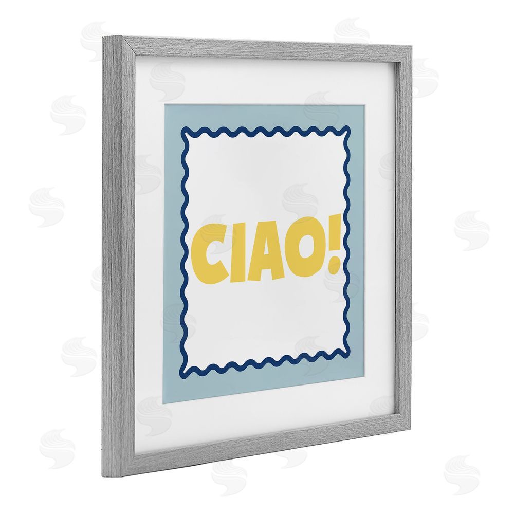 SD Graphics Studio CIAO! Bold Yellow Typography Gray Framed Print Under Glass Wall Art