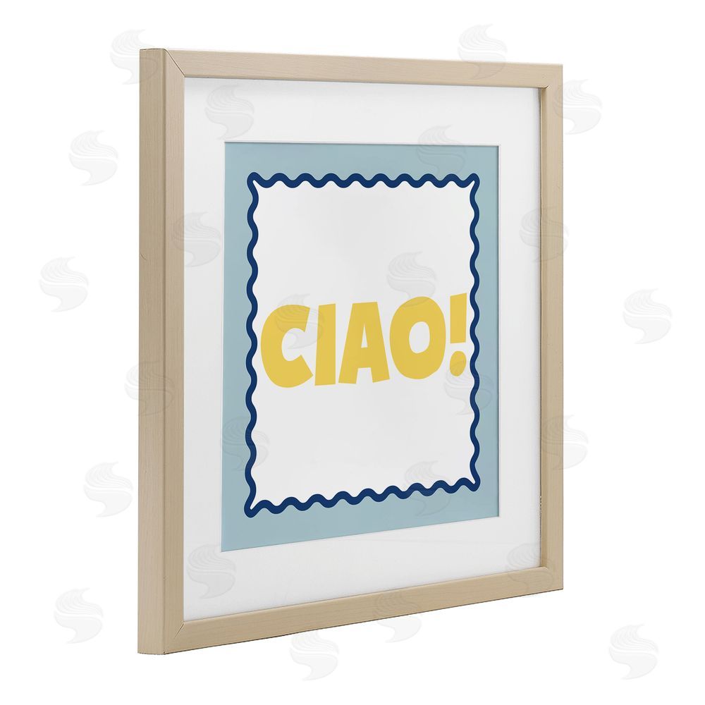 SD Graphics Studio CIAO! Bold Yellow Typography Brown Framed Print Under Glass Wall Art