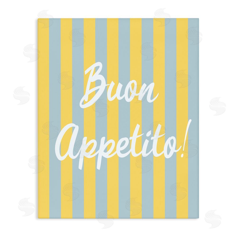 SD Graphics Studio Buon Appetito Blue Yellow Stripes Stretched Canvas Wall Art Print