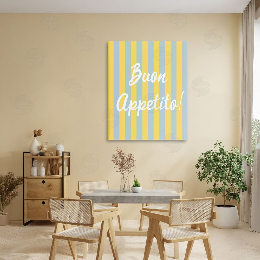SD Graphics Studio Buon Appetito Blue Yellow Stripes Stretched Canvas Wall Art Print in Room