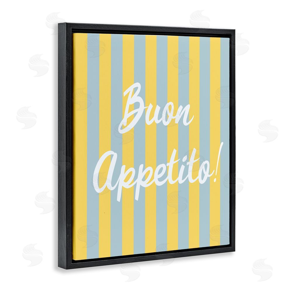 SD Graphics Studio Buon Appetito Blue Yellow Stripes Black Floating Frame Stretched Canvas Wall Art Print