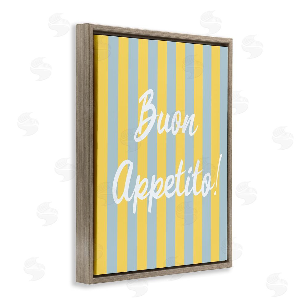 SD Graphics Studio Buon Appetito Blue Yellow Stripes Brown Floating Frame Stretched Canvas Wall Art Print