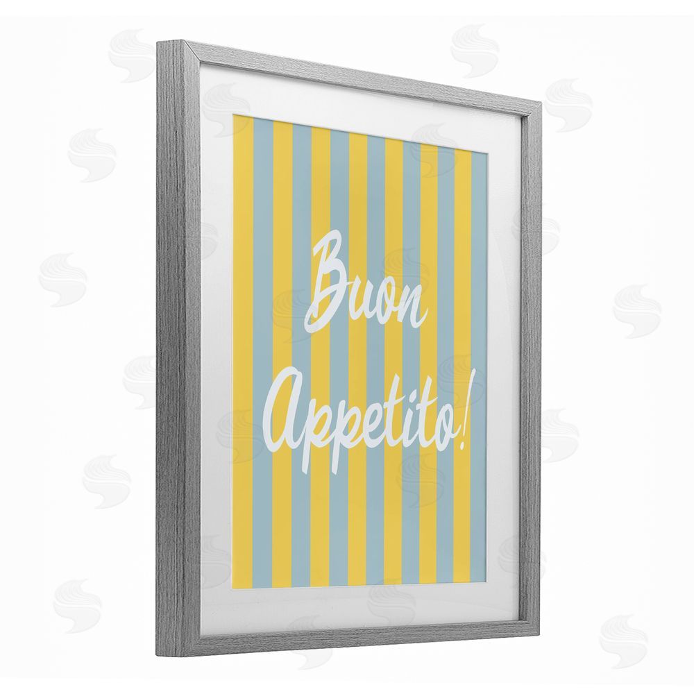 SD Graphics Studio Buon Appetito Blue Yellow Stripes Gray Framed Print Under Glass with Matting Wall Art