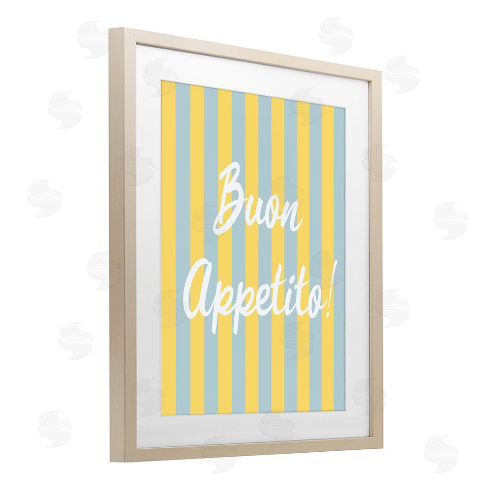 SD Graphics Studio Buon Appetito Blue Yellow Stripes Brown Framed Print Under Glass with Matting Wall Art