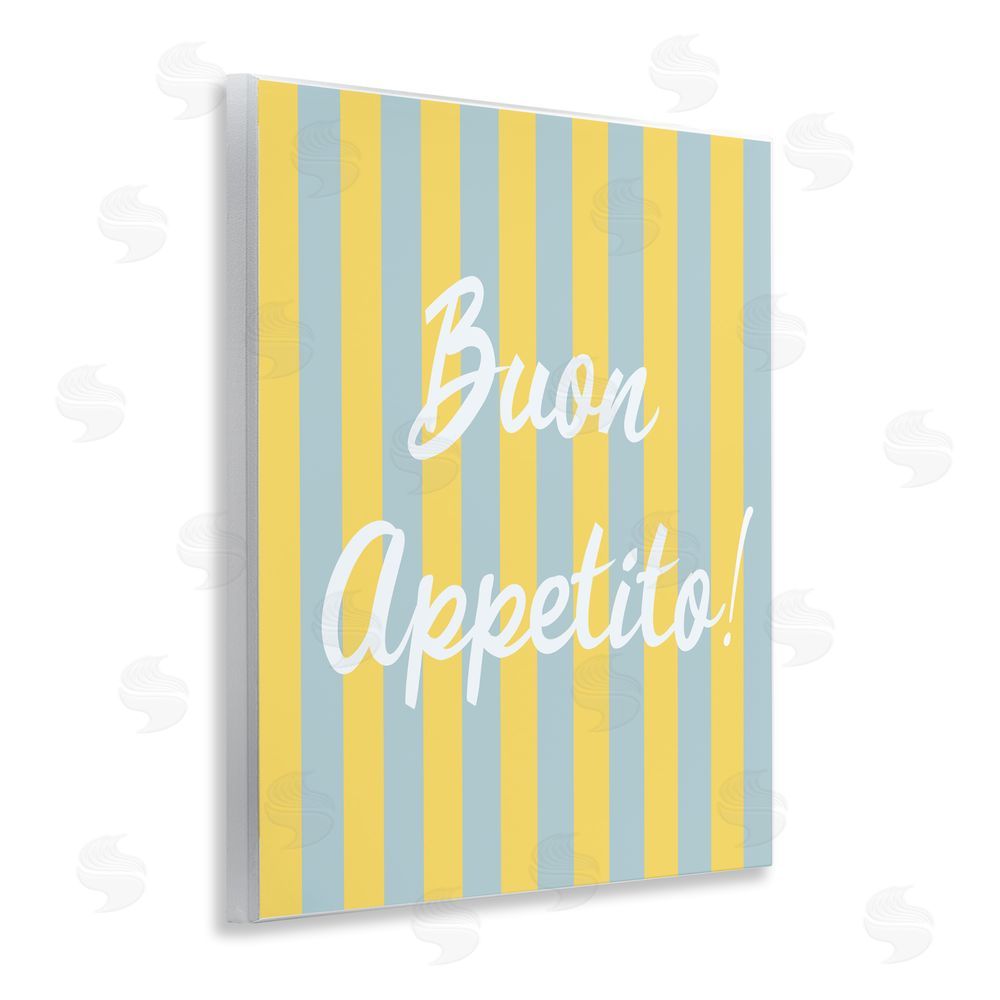 SD Graphics Studio Buon Appetito Blue Yellow Stripes Wall Plaque Art Print with White Foil Wrap