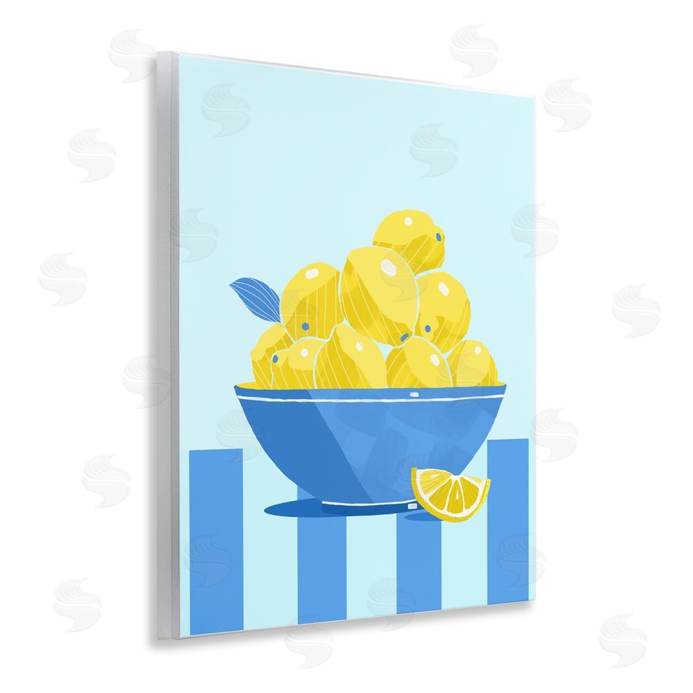 Lucca Sheppard Yellow Lemon Bowl Striped Wall Plaque Printed Art