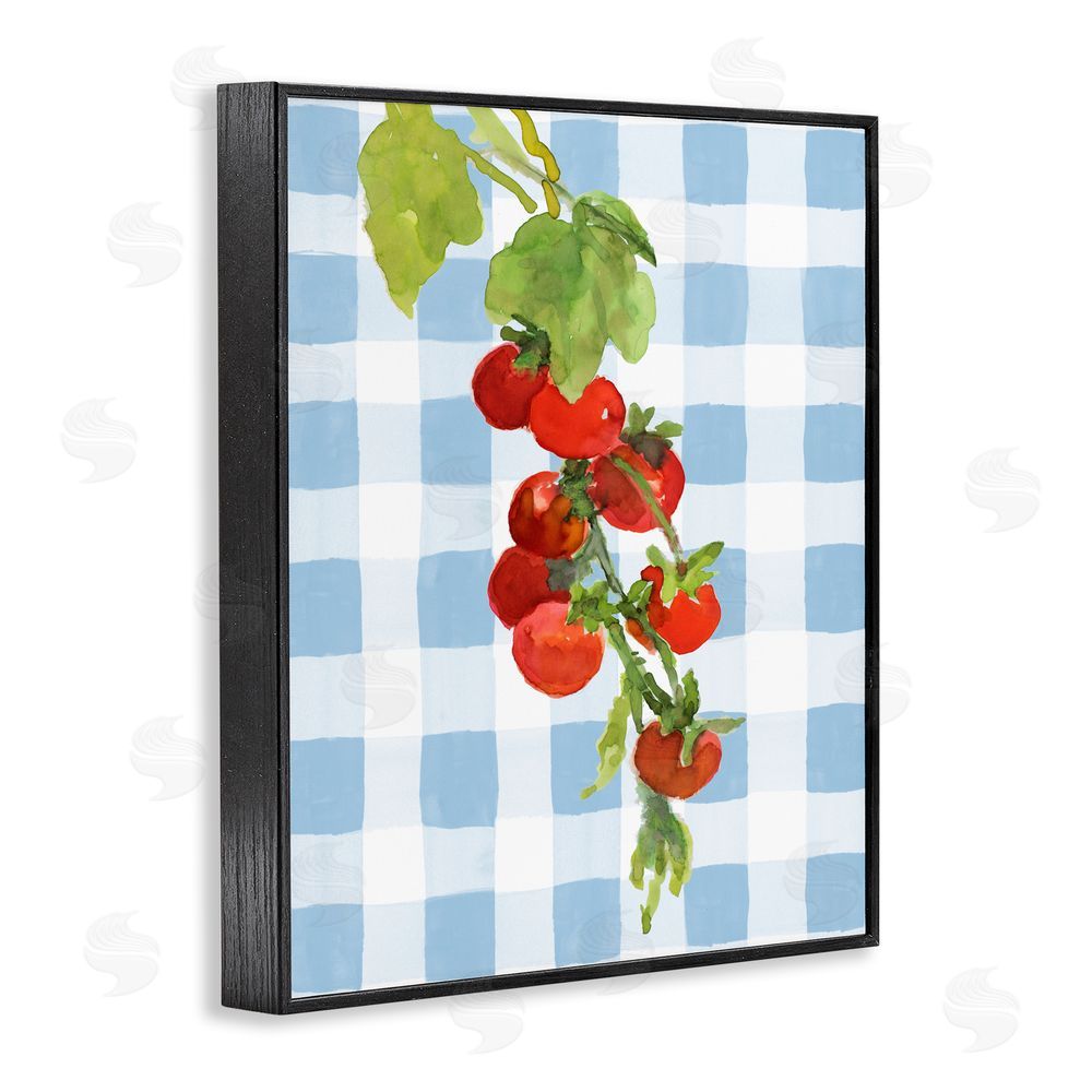 Lanie Loreth Vine Ripe Tomatoes on Plaid Black Framed Giclee Wall Art Print
