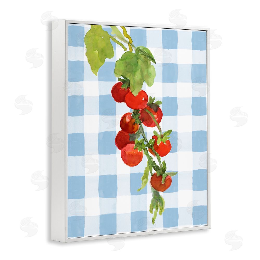 Lanie Loreth Vine Ripe Tomatoes on Plaid White Framed Giclee Wall Art Print