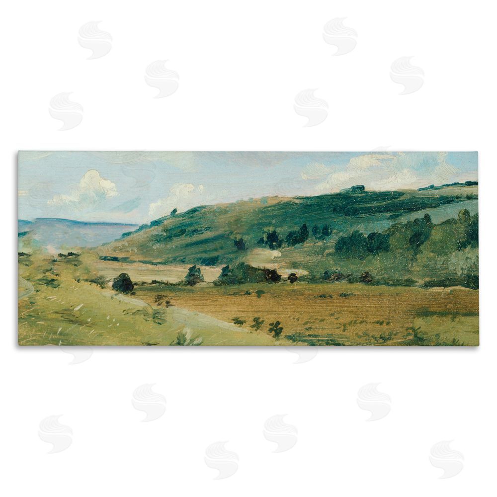 Lucille Price Tree Dotted Countryside in Summer Stretched Canvas Wall Art Print
