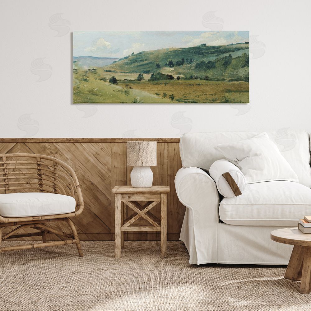 Lucille Price Tree Dotted Countryside in Summer Stretched Canvas on Wall