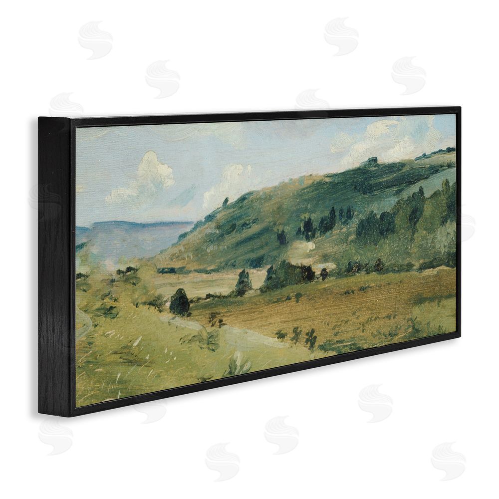 Lucille Price Tree Dotted Countryside in Summer Black Framed Giclee Wall Art Print